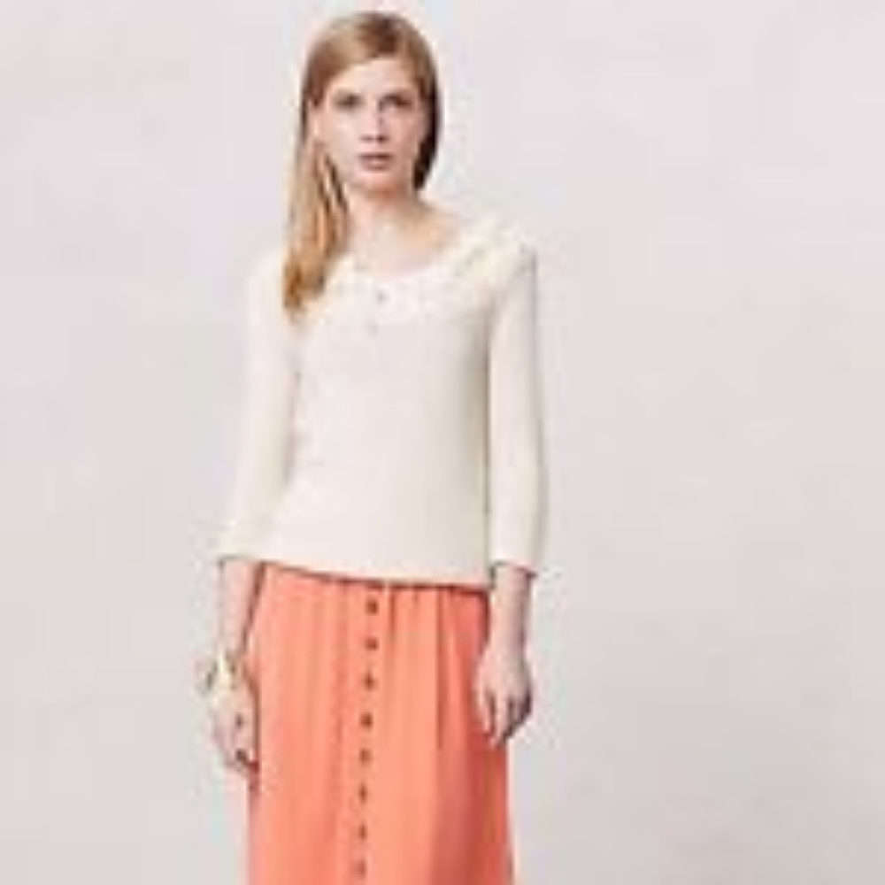 Anthro Sir Sir Correll Ivory Chunky Knit Sweater M